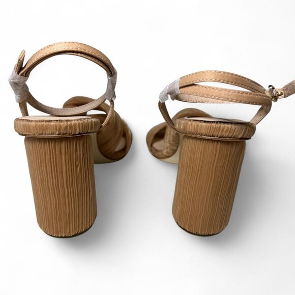 Loeffler Randall Reed Pleated Twist Heel in Peach Polyester Pink Sz 7 B NIB - Picture 3 of 14